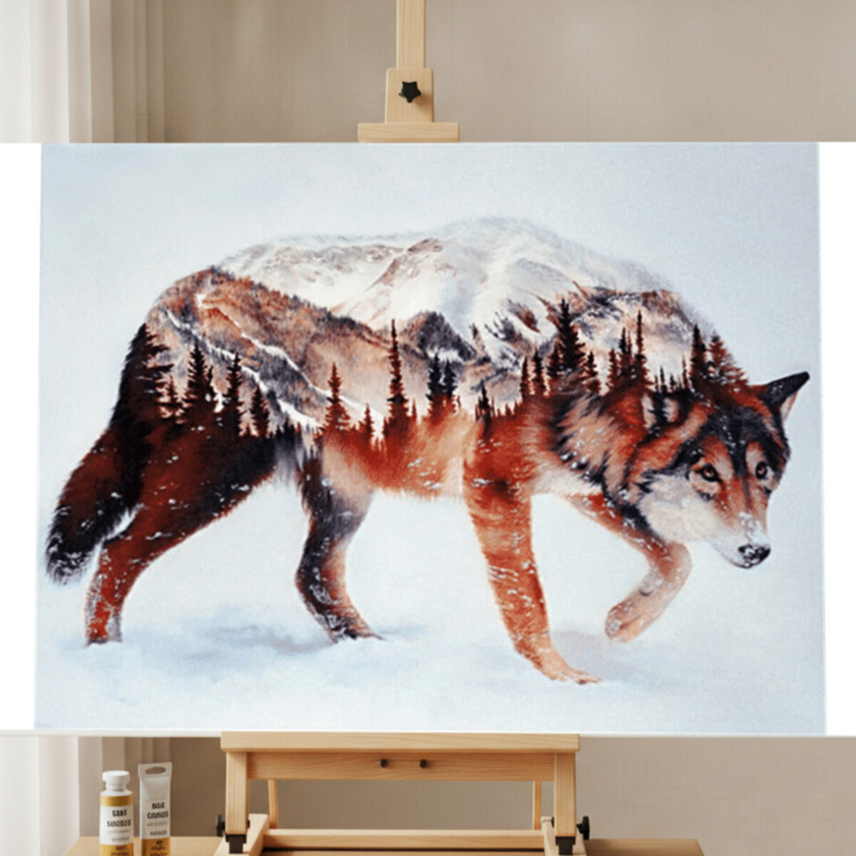 Kit Peinture par Numéros Loup et Forêt