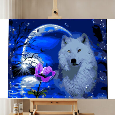 Kit Peinture par Numéros Loup au Clair de Lune