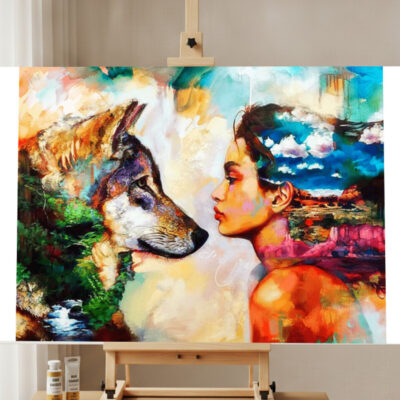 Kit de Peinture par Numéros Femme & Loup
