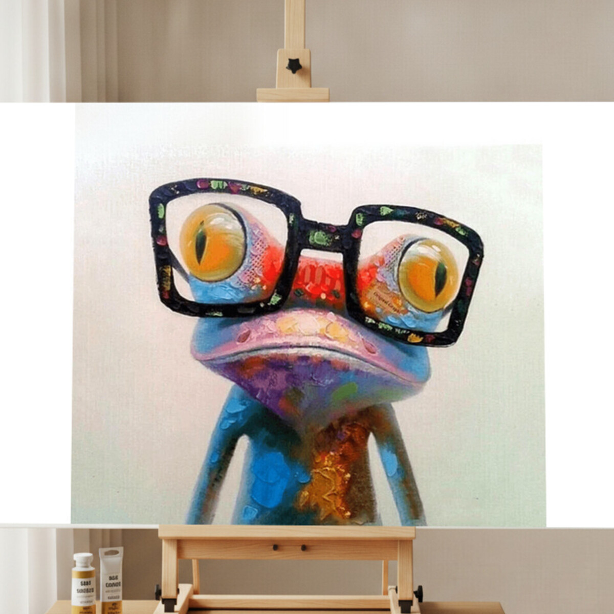 Kit de Pintura por Números de Rana con Gafas Coloridas y Lindo Diseño