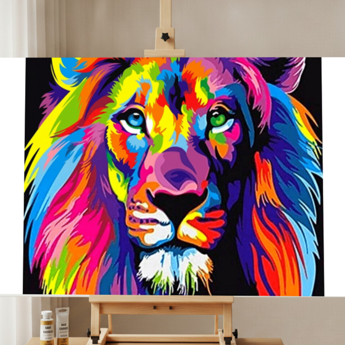 Pop-Art-Löwe Malen nach Zahlen Set für Erwachsene