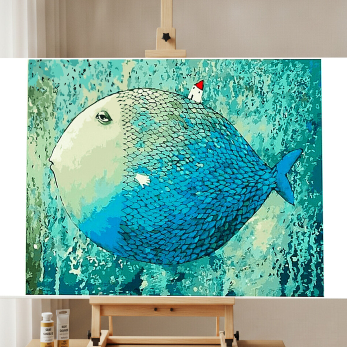 Abstrakter Fisch Malen nach Zahlen Set