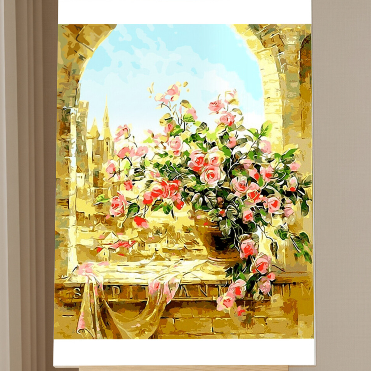 Vintage-Rosenfenster Malen nach Zahlen Set für Erwachsene