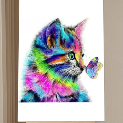 Kit Peinture Diamant DIY Chat aux Papillons