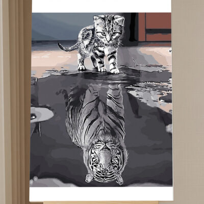 Paint By Number Kit Reflection Cat Tiger Paint by Numbers Kit