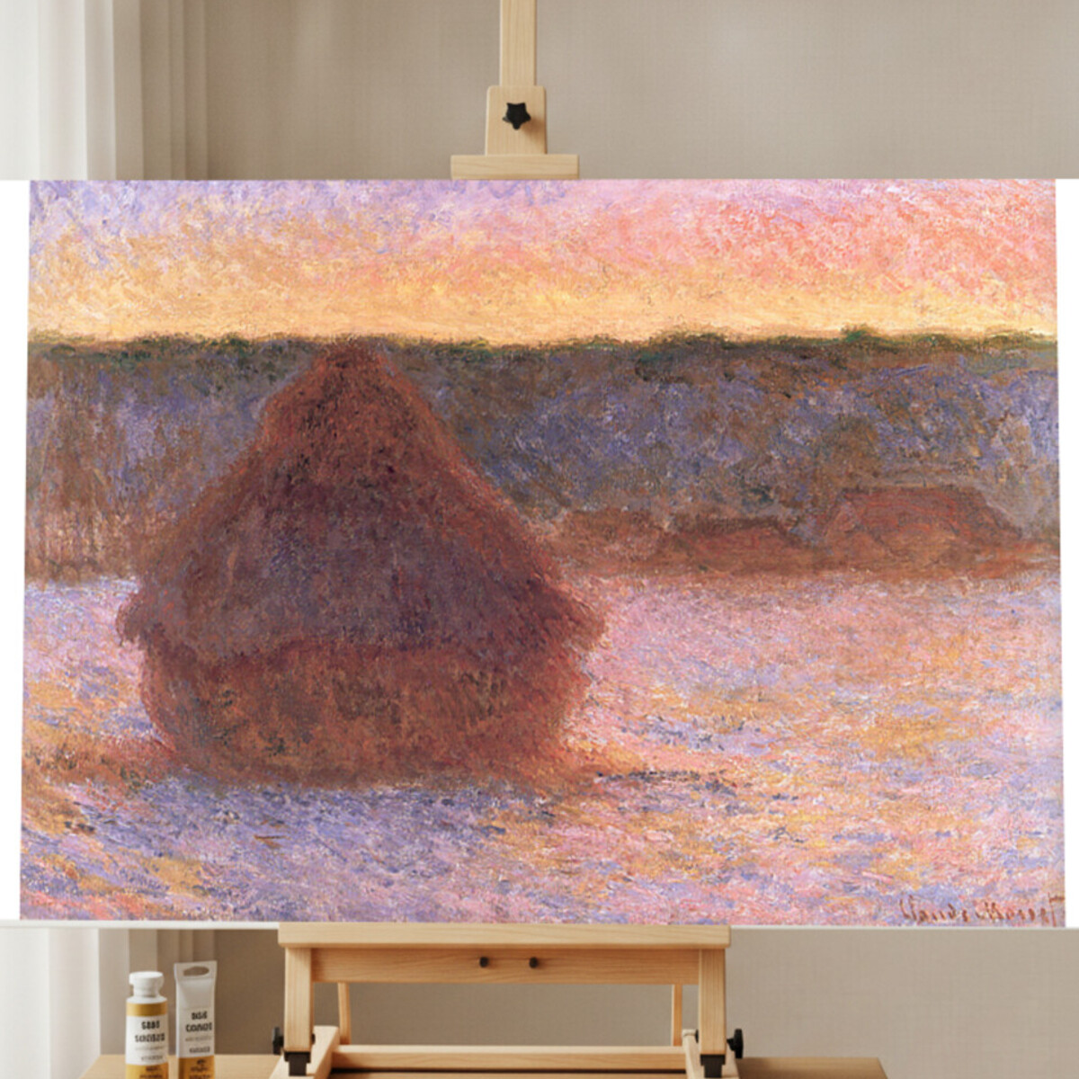 Strohhaufen im Sonnenuntergang – Monet Malen nach Zahlen Set
