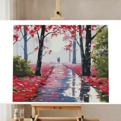 Fallen Flower Path Floral Paint by Numbers Kit for Adults — DIY Canvas...