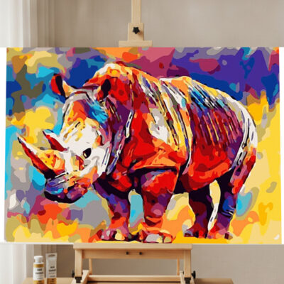 Kit Peinture par Numéros Rhinocéros Coloré