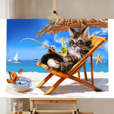 Strandkatze Malen nach Zahlen Set