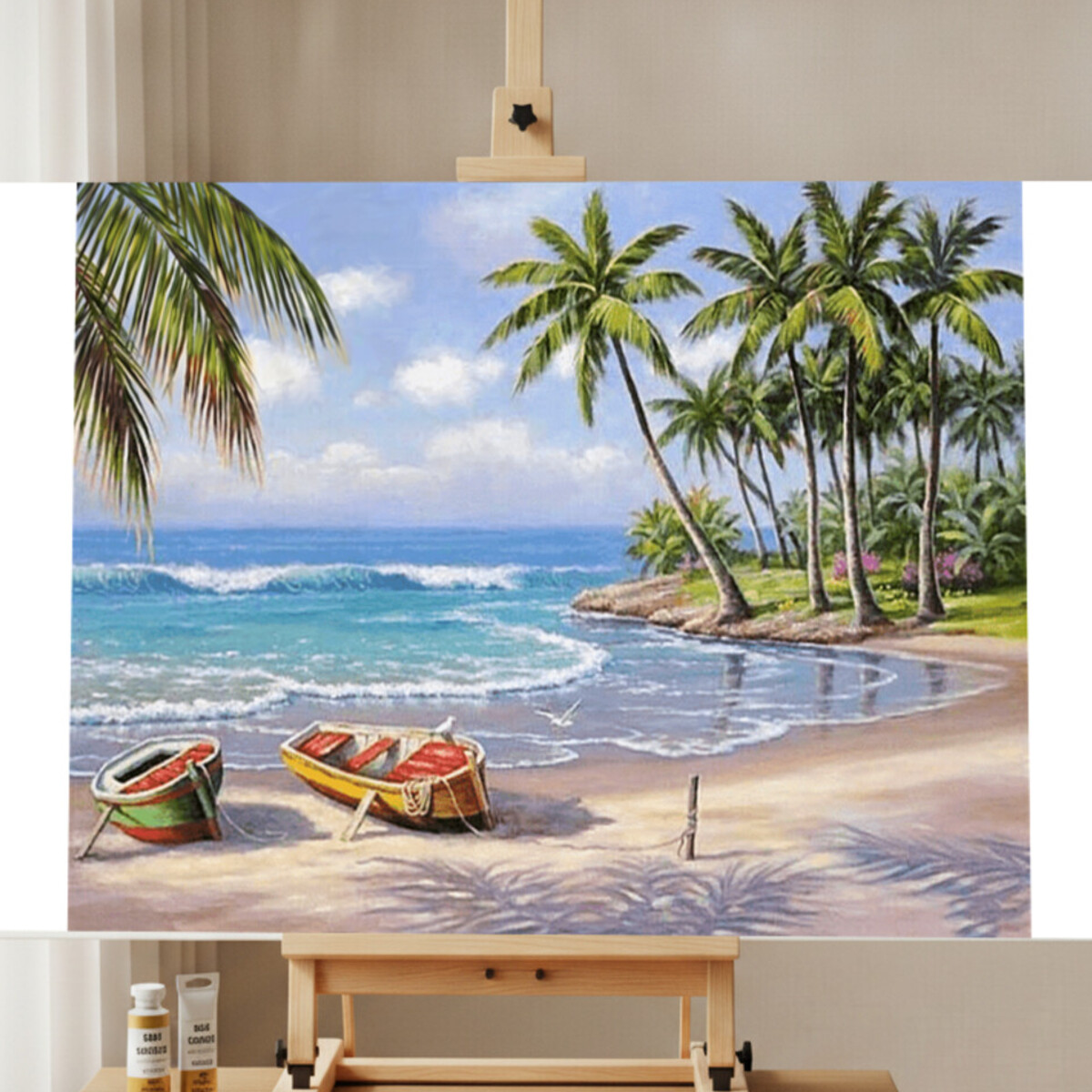Kit Peinture par Numéros Paysage de Palmiers à la Plage