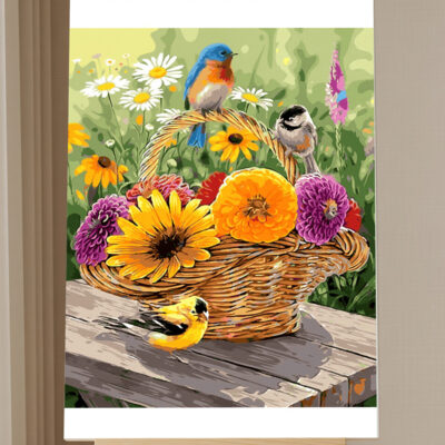 Kit Peinture par Numéros Oiseaux et Fleurs