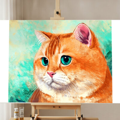 Kit Peinture par Numéros Chat aux Yeux Bleus