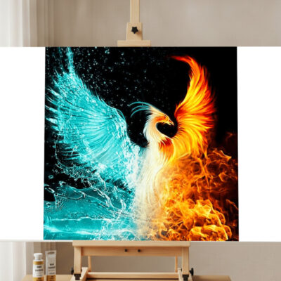 Blau-Gold Phönix Malen nach Zahlen Set