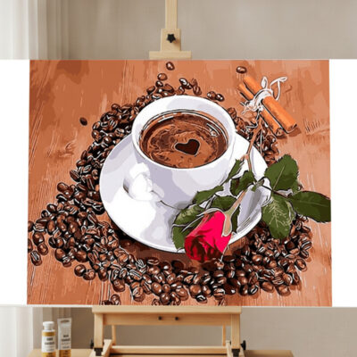 Malen nach Zahlen Set Kaffee & Rose