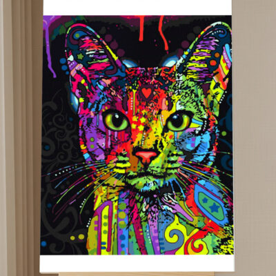 Kit Peinture par Numéros Chat Abstrait Coloré