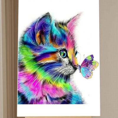 Rainbow Kitten & Butterfly - Paint by Numbers Kit