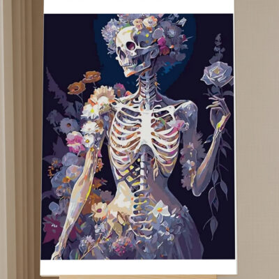 Skeleton in Bloom - Gothic Floral Paint by Numbers Kit