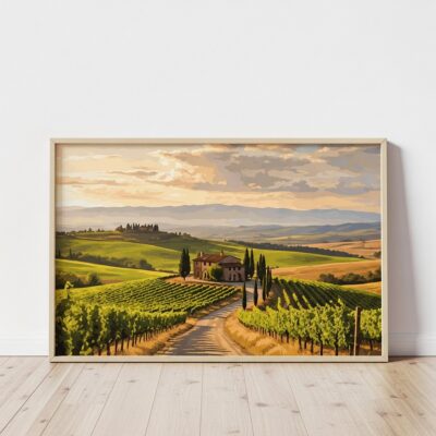 Panorama de Vignoble Toscan - Kit Peinture par Numéros XL Encadré