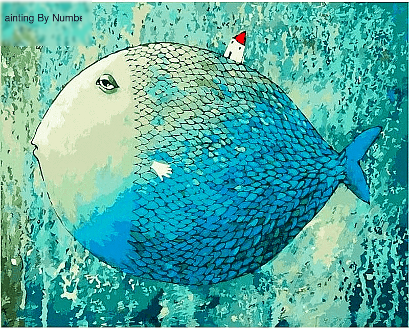 Paint by Number Kit Abstract Blue Fish - Painting By Number