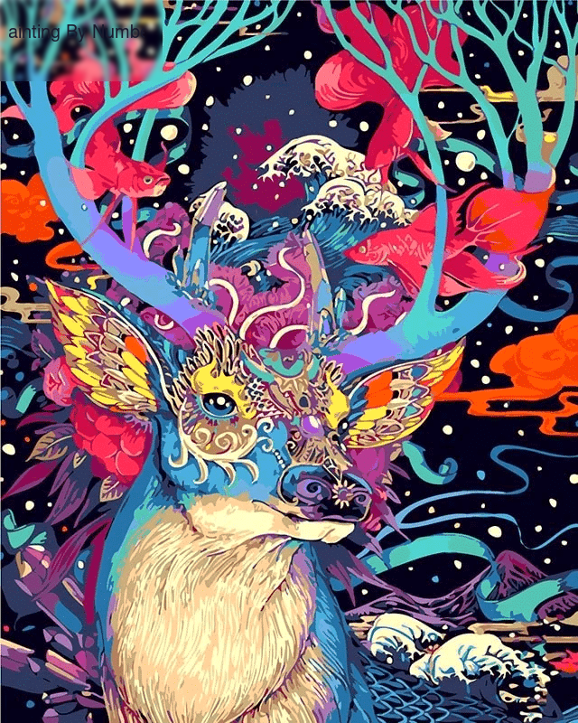 Paint By Numbers Kit Abstract Deer - Painting By Number