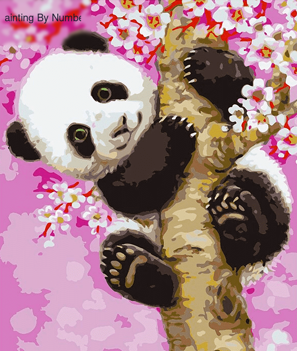 Paint By Number Kit Kids Cherry Panda - Painting By Number