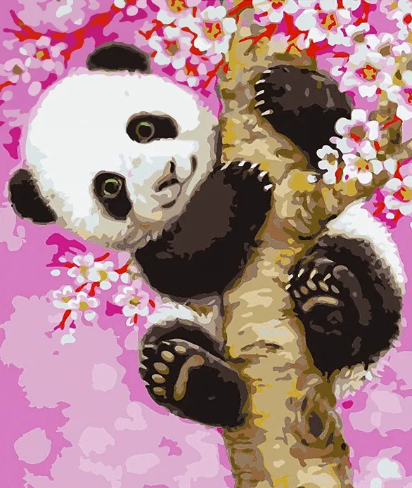 Kit de Pintar por Números para Niños Panda Cereza
