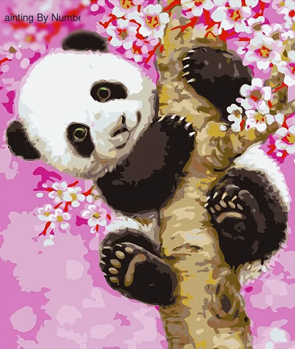 Paint By Number Kit Kids Cherry Panda - Painting By Number