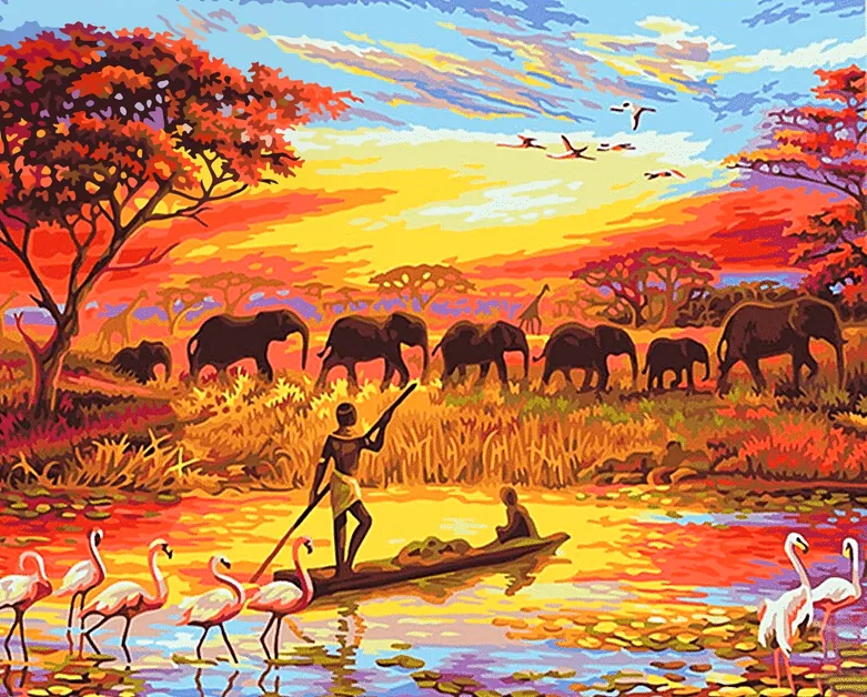 Malen nach Zahlen Set Afrika