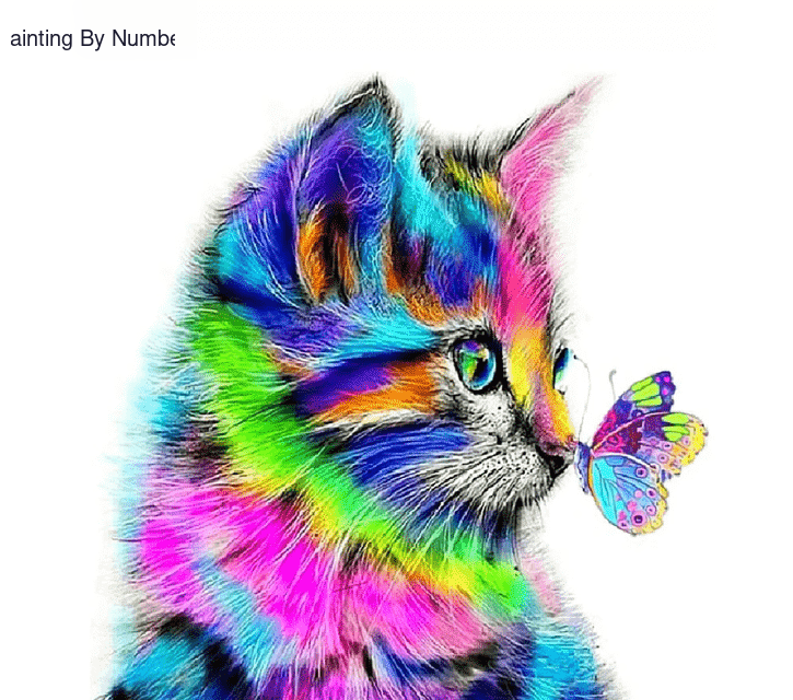 Paint By Numbers Kit Cat Butterfly - Painting By Number