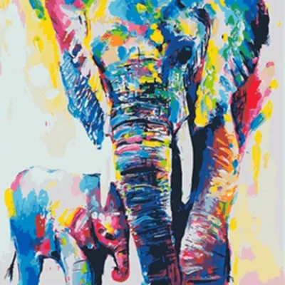 Abstract Elephant Paint by Numbers Kit