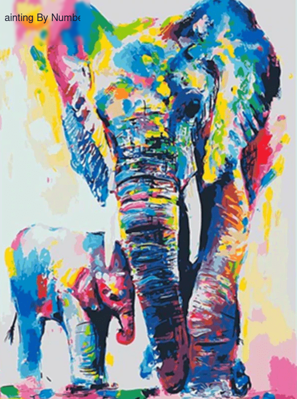 Abstract Elephant Paint by Numbers Kit - DIY Art