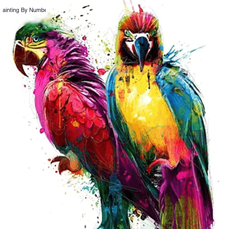 Abstract Parrots Paint by Numbers Kit - DIY Art
