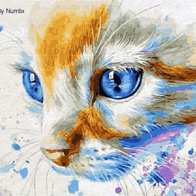 Abstract White Cat Paint by Numbers Kit