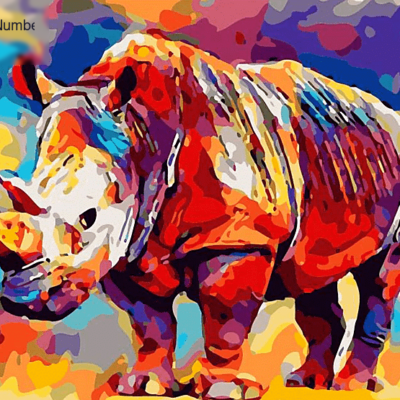 Animal Colorful Rhino Paint by Numbers Kit - DIY Art