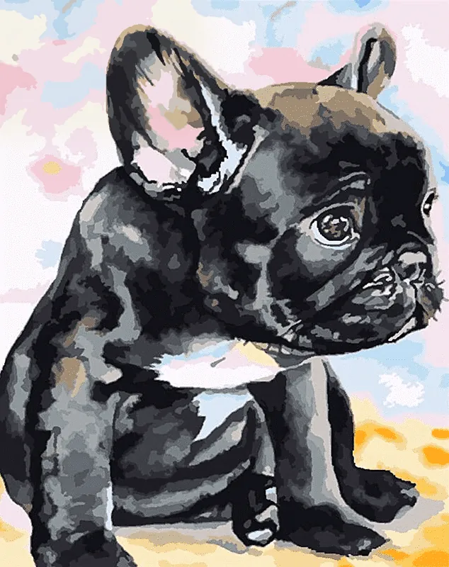 Kit de Pintar por Números Cachorro Negro