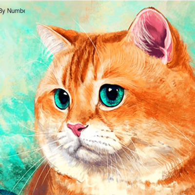 Blue Eye Cat Paint by Numbers Kit - DIY Art