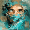 Paint by Numbers Kit Blue Veil Women Abstract