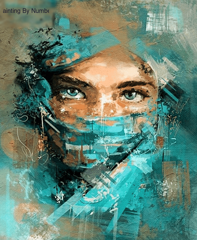 Blue Veil Women Abstract Paint by Numbers Kit - DIY Art