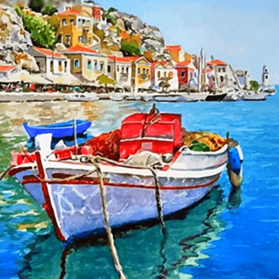 Boat by The Sea Scenery Paint by Numbers Kit - DIY Art