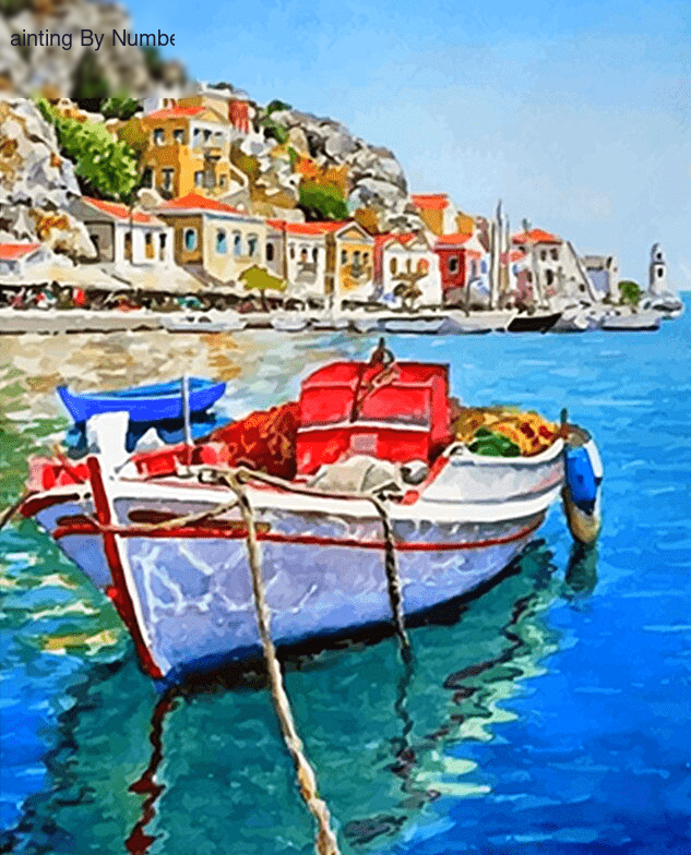 Boat by The Sea Scenery Paint by Numbers Kit - DIY Art