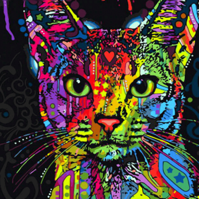 Colorful Abstract Cat Paint by Numbers Kit - DIY Art