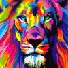 Lion paint by number kit with majestic lion portrait canvas and paint pots