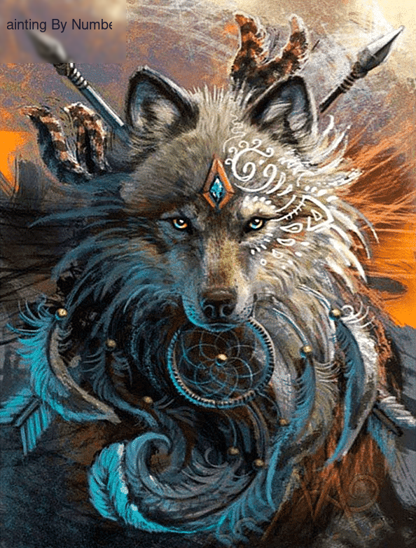 Crystal Warrior Wolf Paint by Numbers Kit - DIY Art