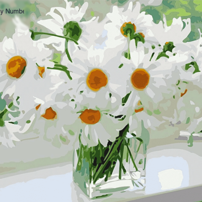 White Flowers Paint by Numbers Kit - DIY Art