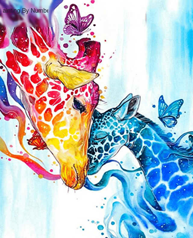 Giraffe Mom & Baby Paint by Numbers Kit - DIY Art