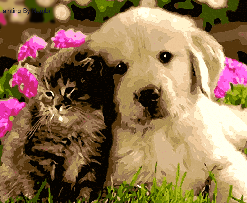 Kitty and Puppy Dog Paint by Numbers Kit - DIY Art