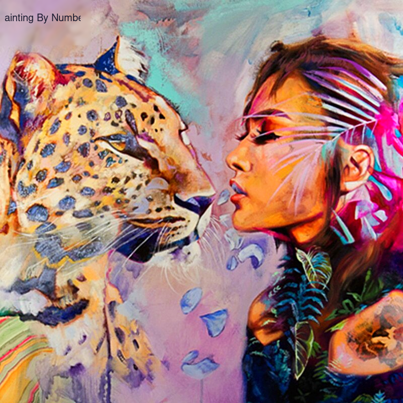 Leopard & Girl Paint by Numbers Kit - DIY Art