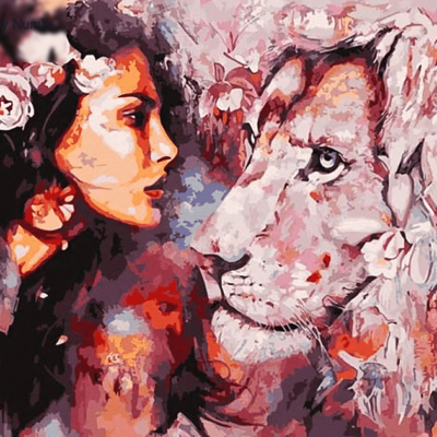 Lion & Woman Paint by Numbers Kit - DIY Art
