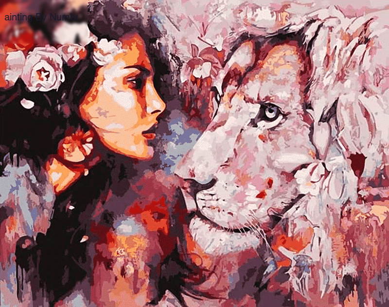 Lion & Woman Paint by Numbers Kit - DIY Art