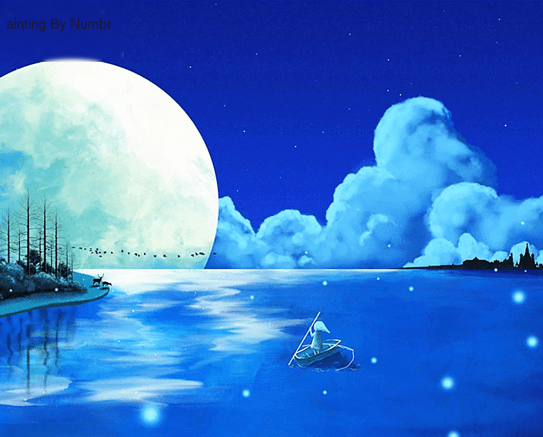 Little Girl Moonlight Scenery Paint by Numbers Kit - DIY Art